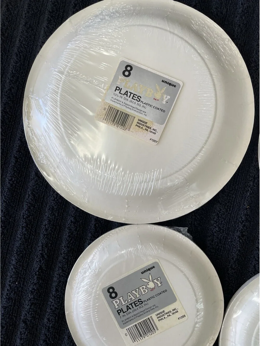 SEALED Vintage Playboy Logo Paper Plates Plastic Coated Unique #1205 & #1207